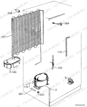 Взрыв-схема холодильника Far R2315A - Схема узла Cooling system 017